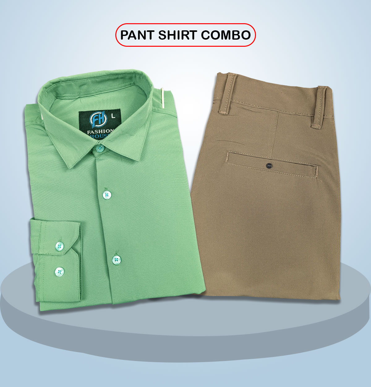 Premium Shirt & Pant Combo (Formal / Casual) Light Green & Deep Olive)